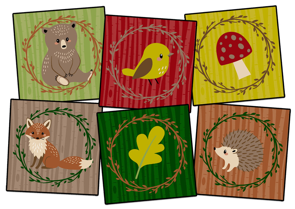 WOODLAND FRIENDS SEATING (SET OF 6) SQUARE CARPETS 15" X 15"