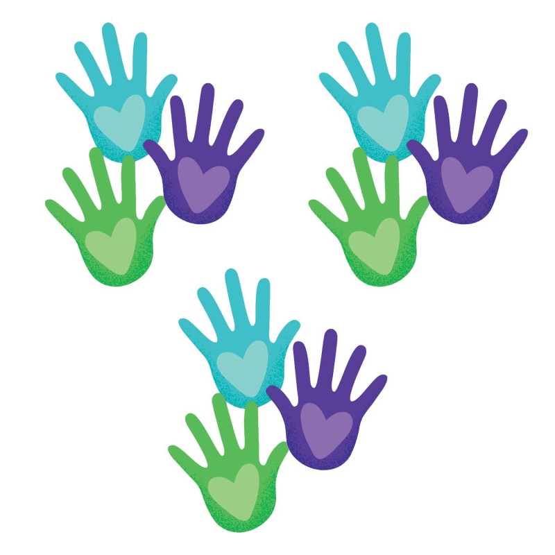 One World Hands with Hearts Cut-Outs, 36 Per Pack, 3 Packs