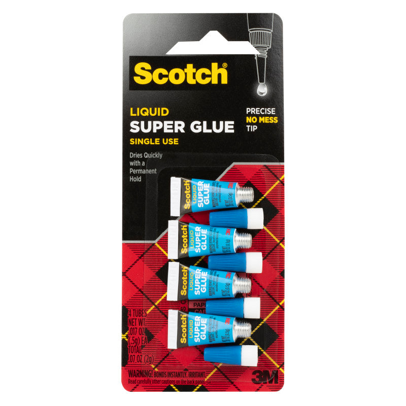 Super Glue Liquid, Single Use, Pack of 4