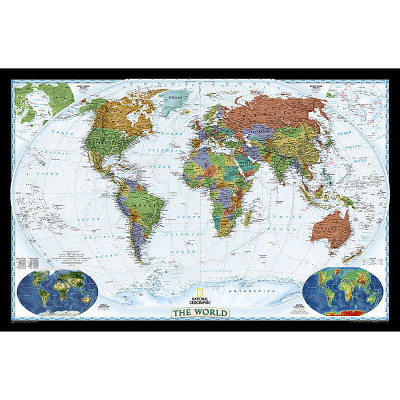 World Decorator Map, Enlarged and Laminated, 73" x 48"