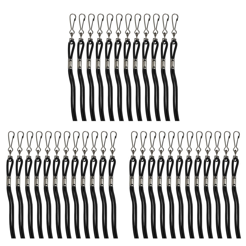 Lanyards, Black, Pack of 12 Per Pack, 3 Packs