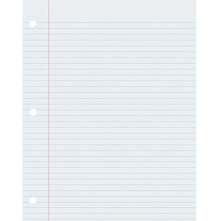 Composition Paper, White, 3-Hole Punched, Red Margin, 9/32" Ruled, 8-1/2" x 11", 500 Sheets