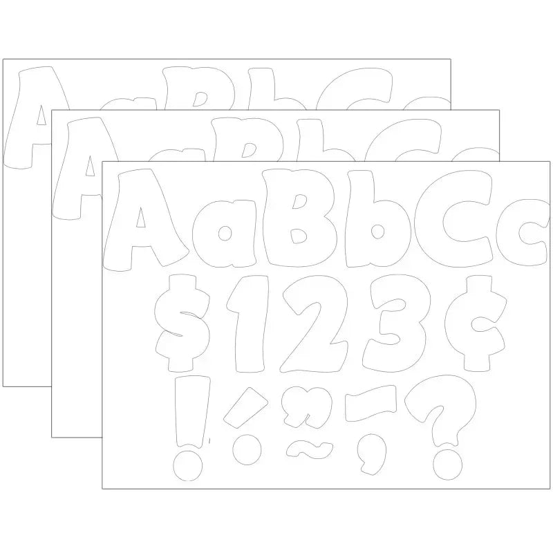 White Funtastic 4" Letters Combo Pack, 208 Per Pack, 3 Packs