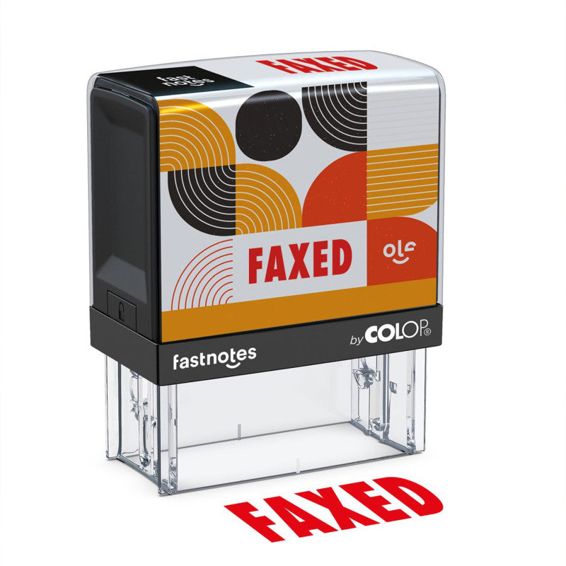 Self-Inking Faxed Message Stamp, Red Ink, Clear Alignment Base, 2 Design Cards