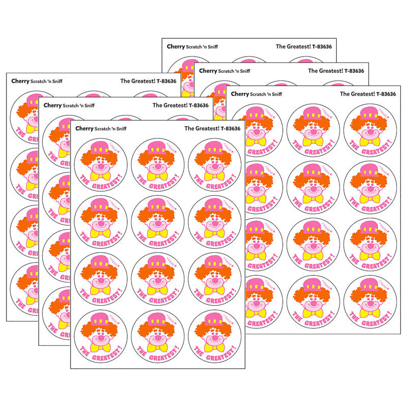 The Greatest!/Cherry Scent Retro Scratch 'n Sniff Stinky Stickers&reg;, 24 Per Pack, 6 Packs