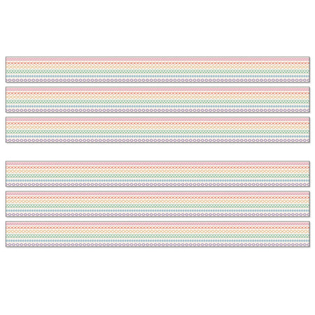 Crafty and Cool Rainbow Stitched Straight Bulletin Board Borders, 36 Feet Per Pack, 6 Packs