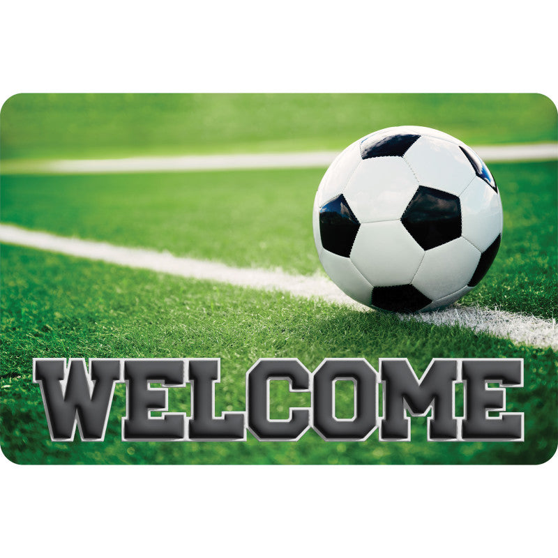 The Original Fun Mat&trade;, Welcome Mat, 15.5" x 23.5", Soccer Ball Welcome