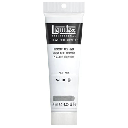 Professional Heavy Body Acrylic Paint, 138 mL Tube, Iridescent Rich Silver