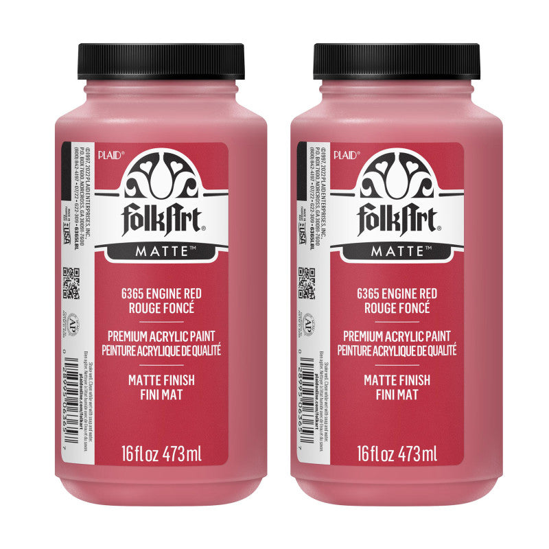 Acrylic Paint Matte, 16oz., Engine Red, Pack of 2