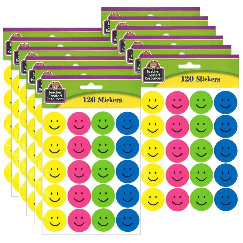 Happy Faces Stickers, 120 Per Pack, 12 Packs