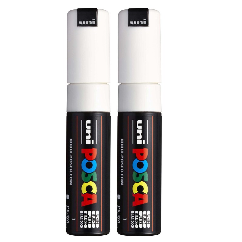 PC-7M Paint Markers, Broad Bullet Tip (4.5-5.5 mm), White, Pack of 2