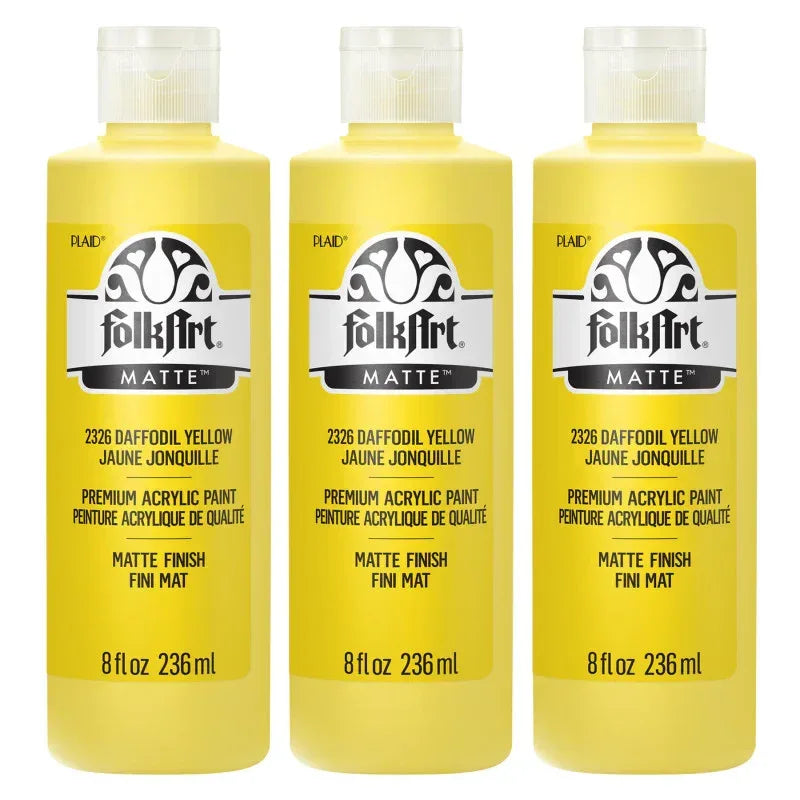 Acrylic Paint Matte, 8oz., Daffodil Yellow, Pack of 3