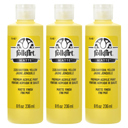 Acrylic Paint Matte, 8oz., Daffodil Yellow, Pack of 3
