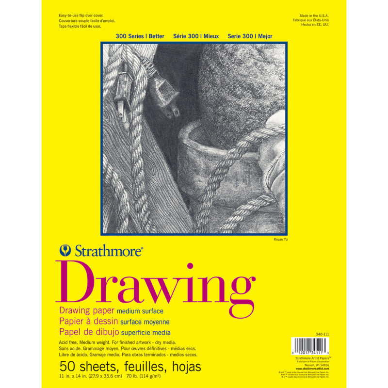 300 Series Drawing Pad, Glue Binding, 50 Sheet, 11x14 inch, 1 Count