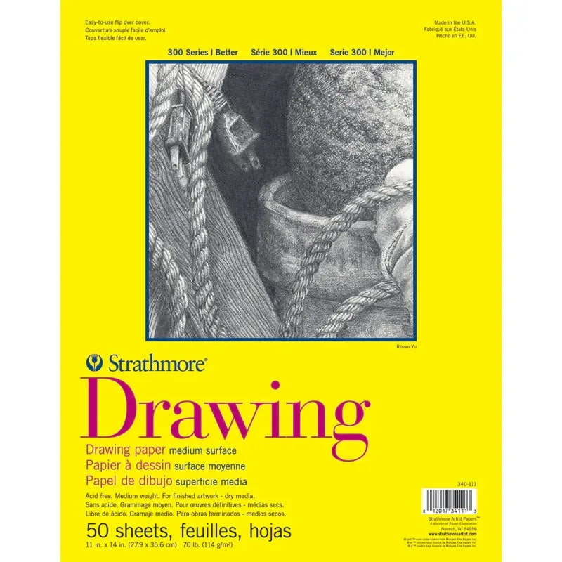 300 Series Drawing Pad, Glue Binding, 50 Sheet, 11x14 inch, 1 Count