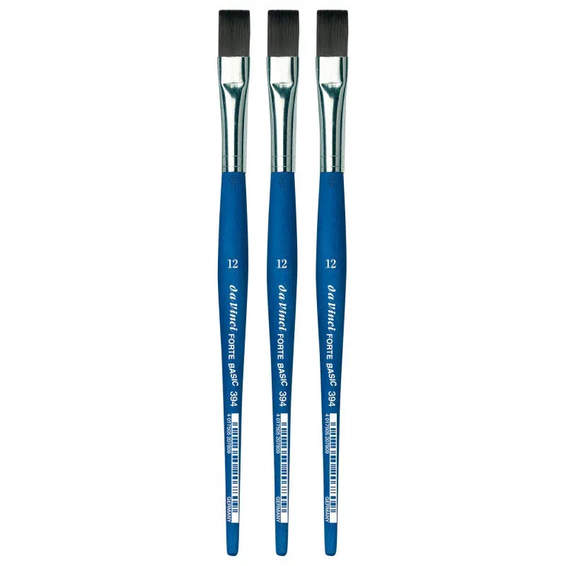 FORTE BASIC Student Brush, Synthetic, Acrylic, Flat, Series 394, Size 12, Pack of 3