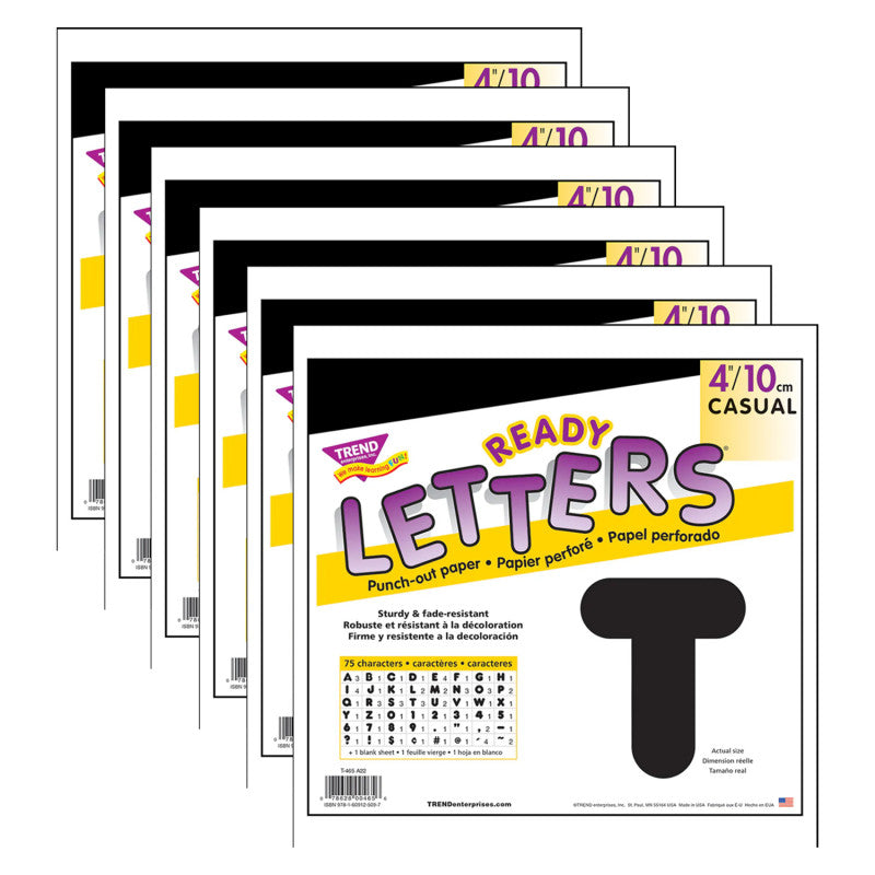 Black 4" Casual Uppercase Ready Letters&reg;, 6 Packs