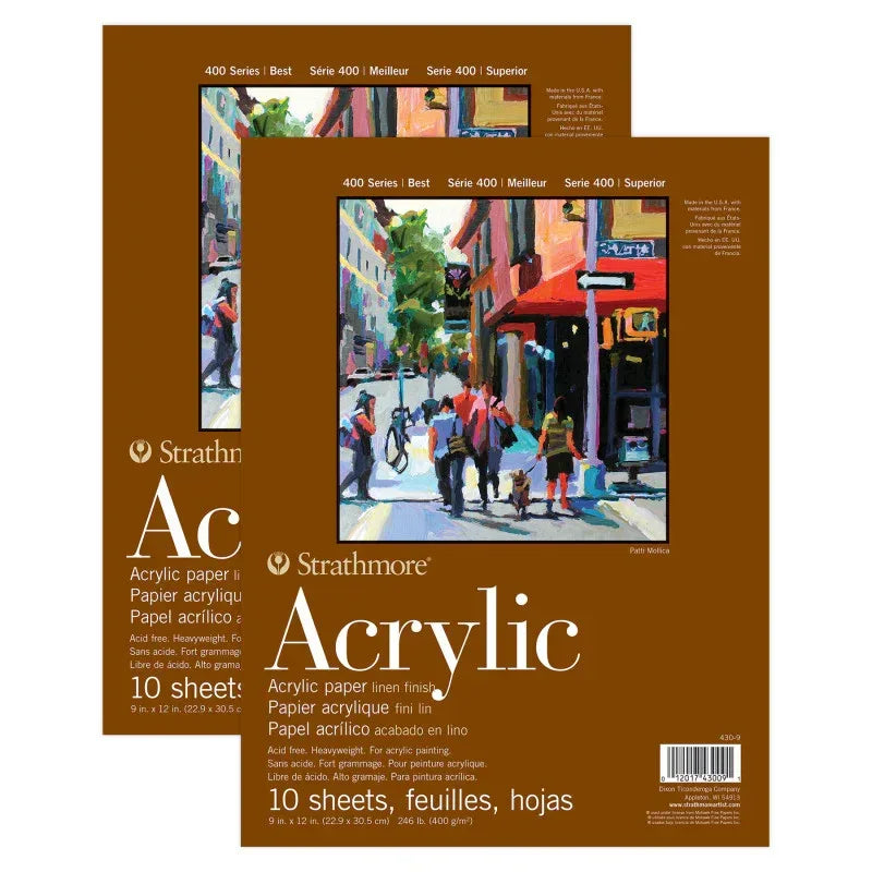 400 Series Acrylic Pad, Glue Binding, 10 Sheet, 9x12 inch, Pack of 2