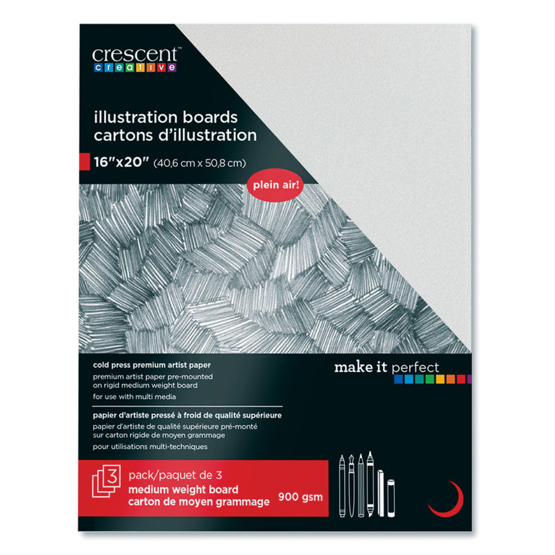 All-Purpose Cold Press Illustration Board, 16 x 20 in, White, 3-Pack