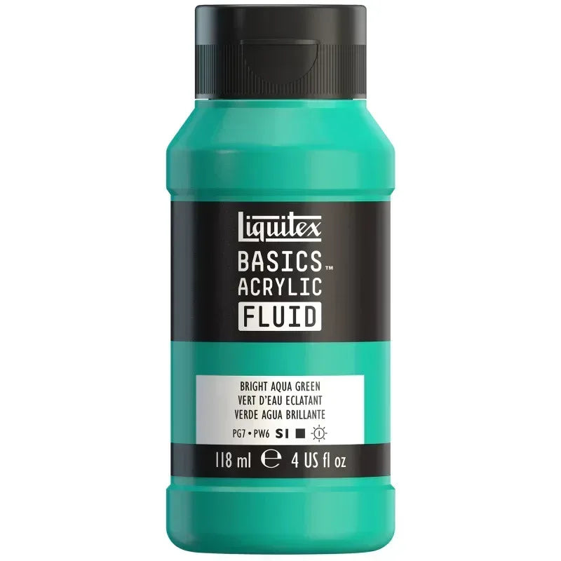 BASICS Acrylic Fluid, 118 mL Bottle, Bright Aqua Green