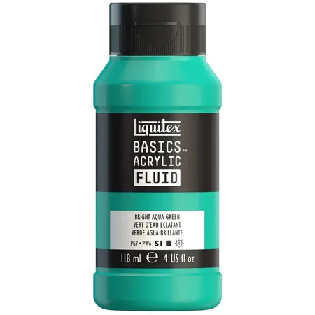 BASICS Acrylic Fluid, 118 mL Bottle, Bright Aqua Green