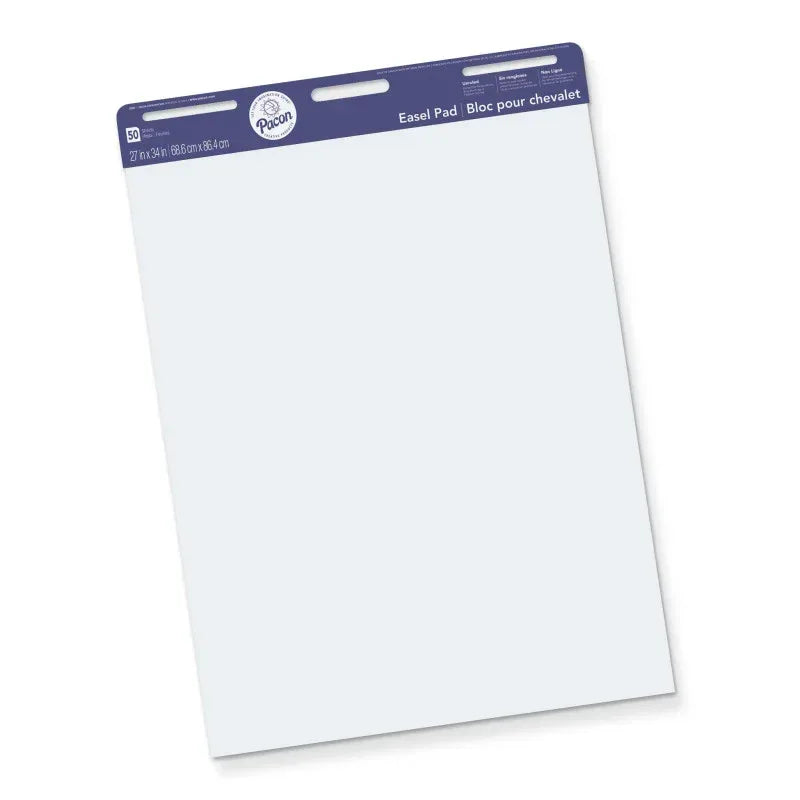 Easel Pad, Non-Adhesive, White, Unruled 27" x 34", 50 Sheets