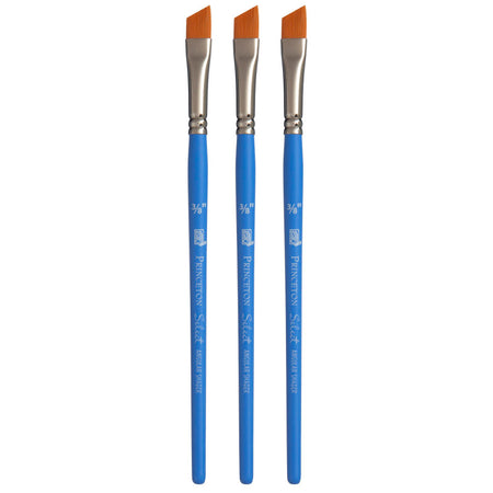 Select Artiste Angle Shader Brush, Synthetic Bristles, Short Handle Mixed Media Paintbrush, Jewel Blue, Size 3/8 inch, Pack of 3