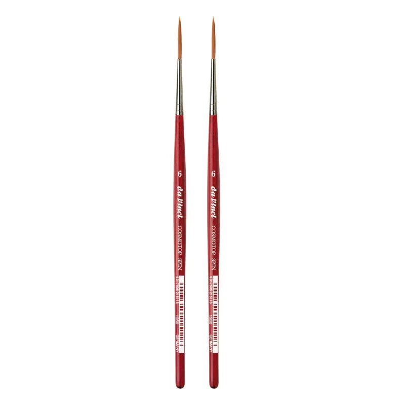 COSMOTOP-SPIN Rigger Brush, Synthetic, Acrylic & Watercolor, Pointed Liner, Series 5880, Size 6, Pack of 2