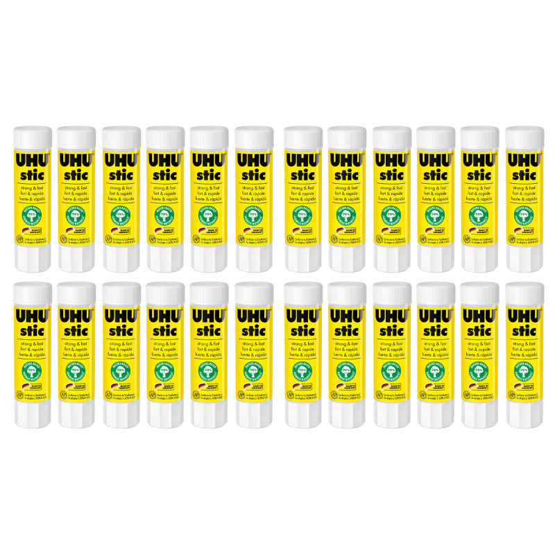 UHU Stic Permanent Glue Stick, Clear, 8.2 g, Pack of 24