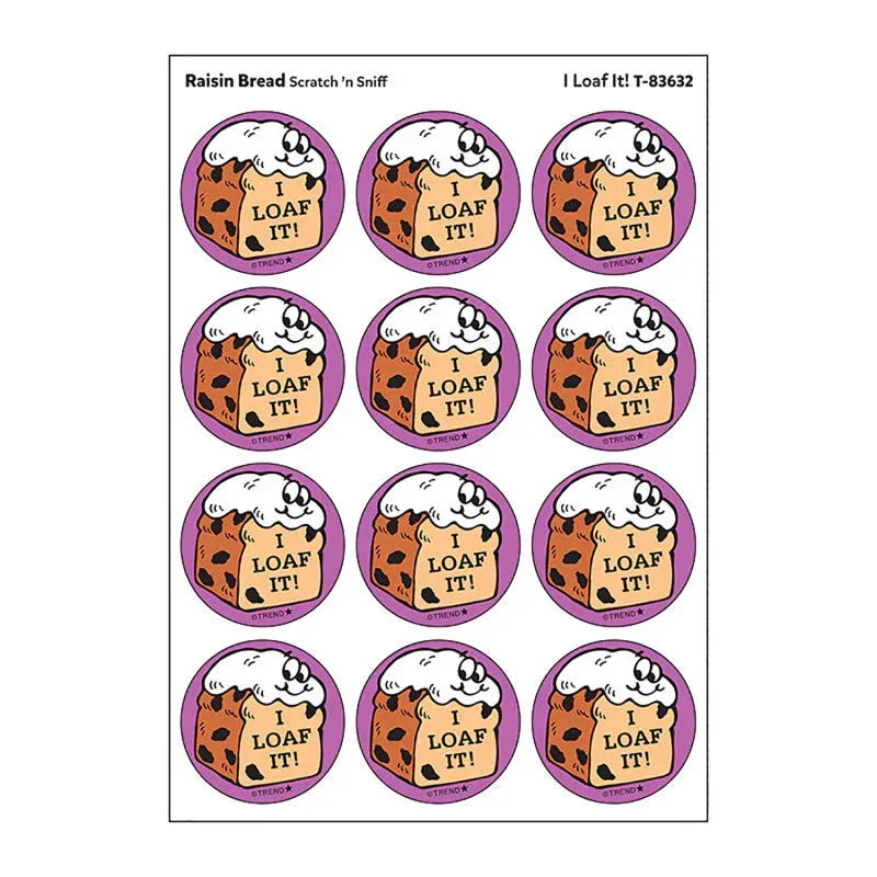 I Loaf It!/Raisin Bread Scent Retro Scratch 'n Sniff Stinky Stickers&reg;, 24 ct.