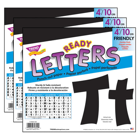 Black 4" Friendly Combo Ready Letters&reg;, 3 Packs