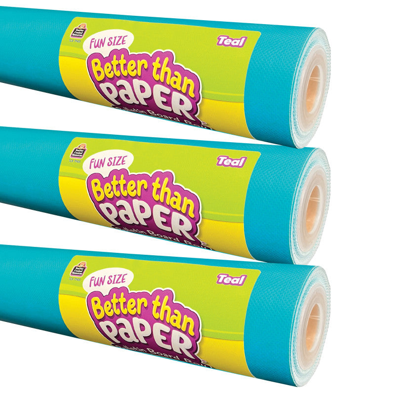 Fun Size Better Than Paper&reg; Bulletin Board Roll, 18" x 12', Teal, Pack of 3