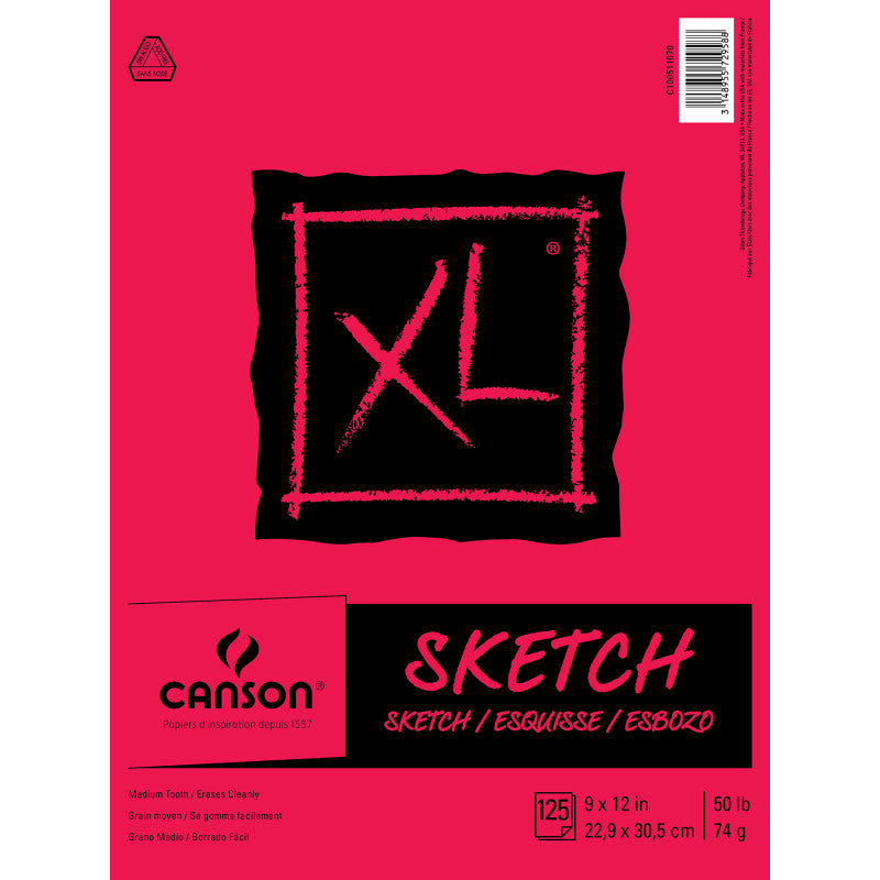 XL Series Sketch Pad, Foldover Binding, 25 Sheet, 9x12 inch, 1 Count