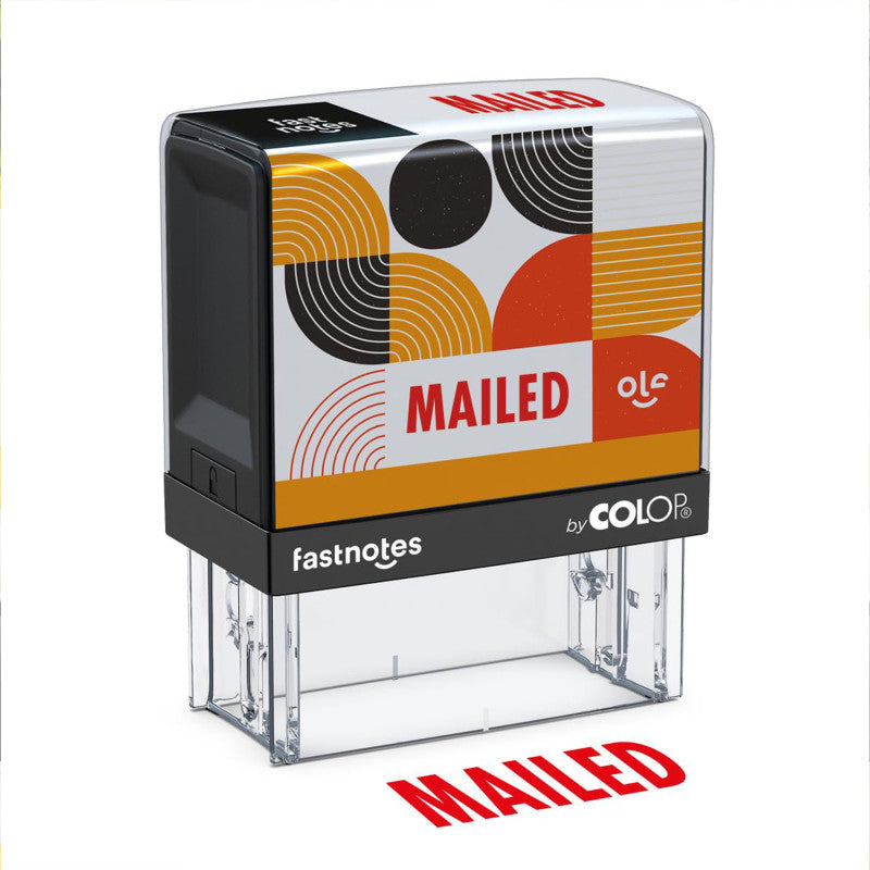 Self-Inking Mailed Message Stamp, Red Ink, Clear Alignment Base, 2 Design Cards