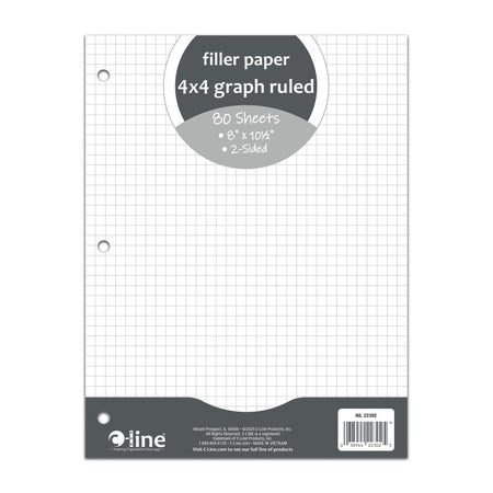 Filler Paper, 4 x 4 Graph Ruled, White, 80 Sheets