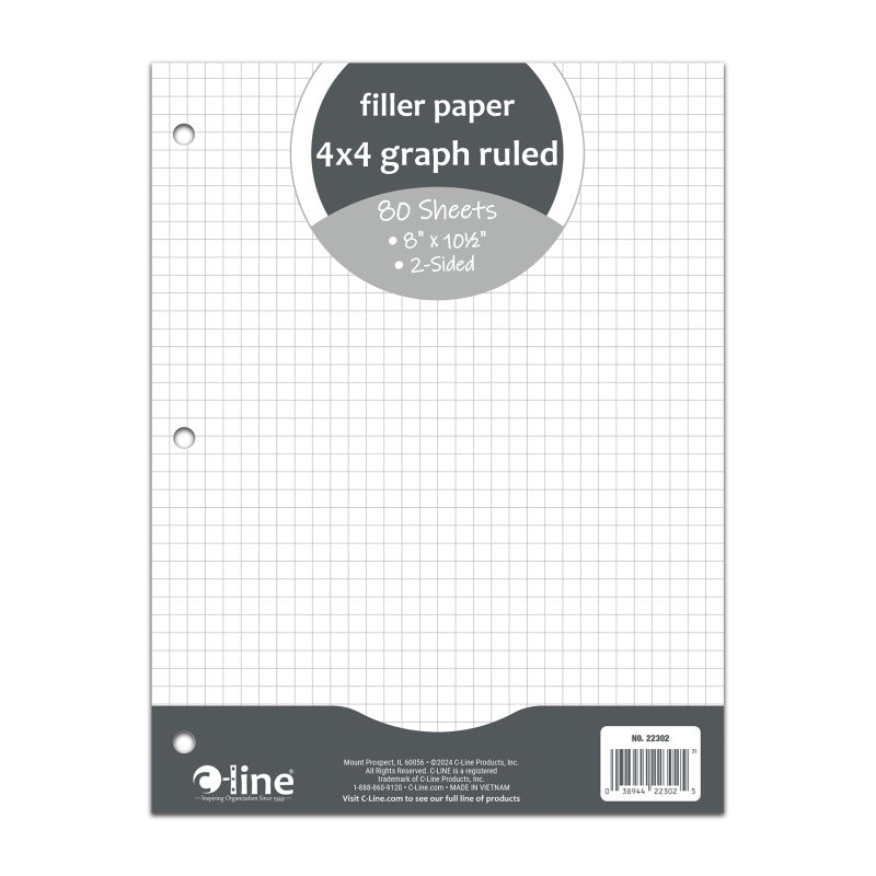 Filler Paper, 4 x 4 Graph Ruled, White, 80 Sheets