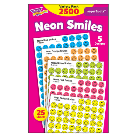 Neon Smiles superSpots&reg; Stickers Variety Pack, 2500 ct