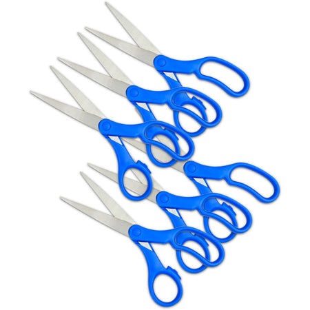 Scissors 8", Blue Handle, Pack of 6 d6300237b8db1a3b0364169f4f07e1418e395478
