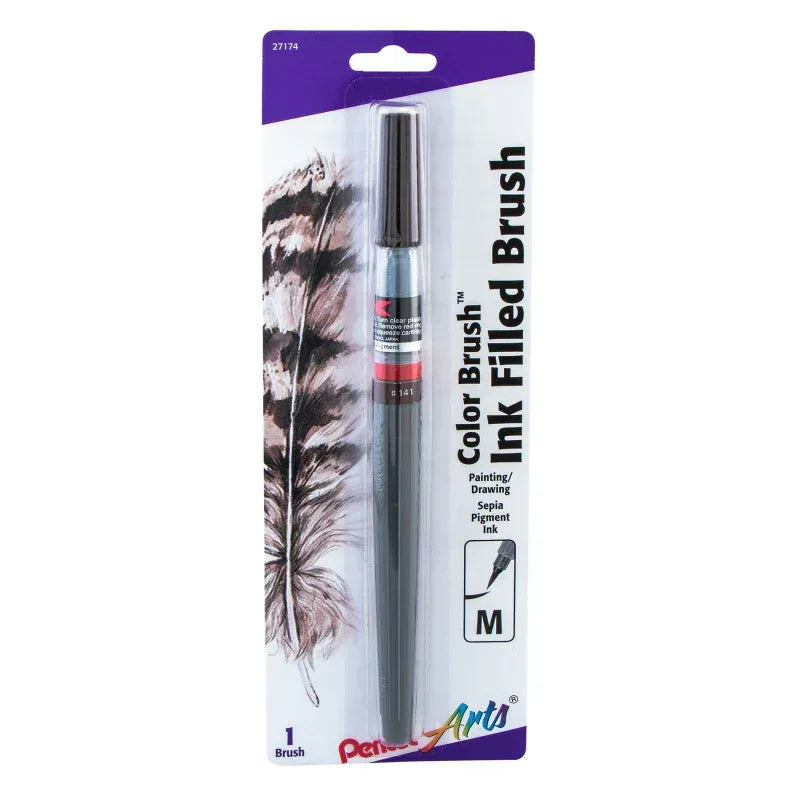 Color Brush with Pigment Ink, Medium Tip,Sepia, 1-Pack