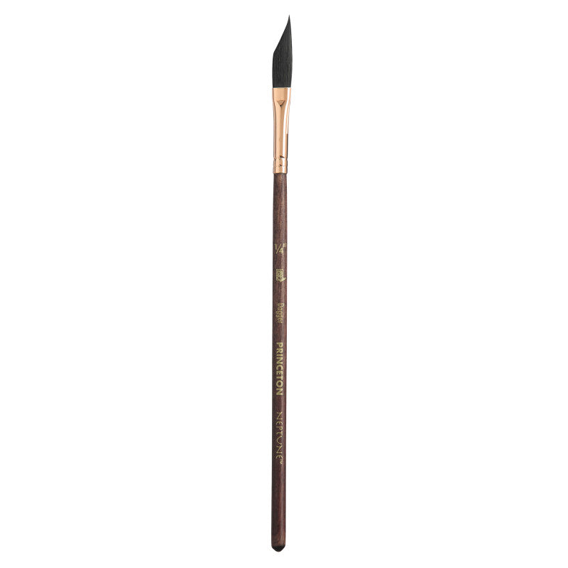 Neptune Dagger Brush, Synthetic Bristles, Short Handle Watercolor Paintbrush, Dark Wood, Size 1/4 inch, 1 Count