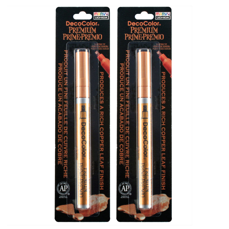 DecoColorÂ® Premium Paint Marker, 250-S, Leafing Tip, Copper, Set of 2