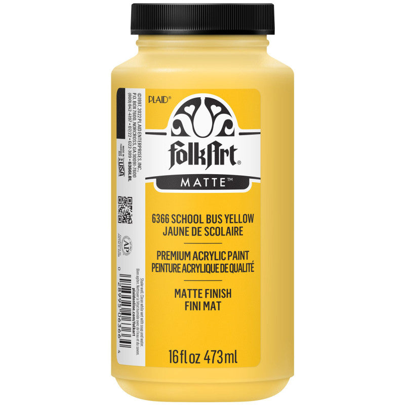 Acrylic Paint Matte, 16oz., School Bus Yellow
