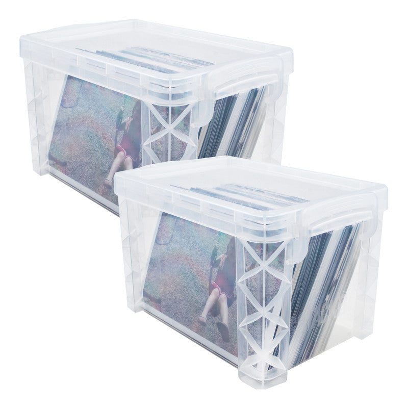 Clear Plastic Stacking Storage Box, 4X6 in, Set of 2