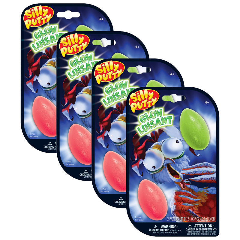 Silly Putty Glow Eggs, Assorted, 2 Per Pack, 4 Packs