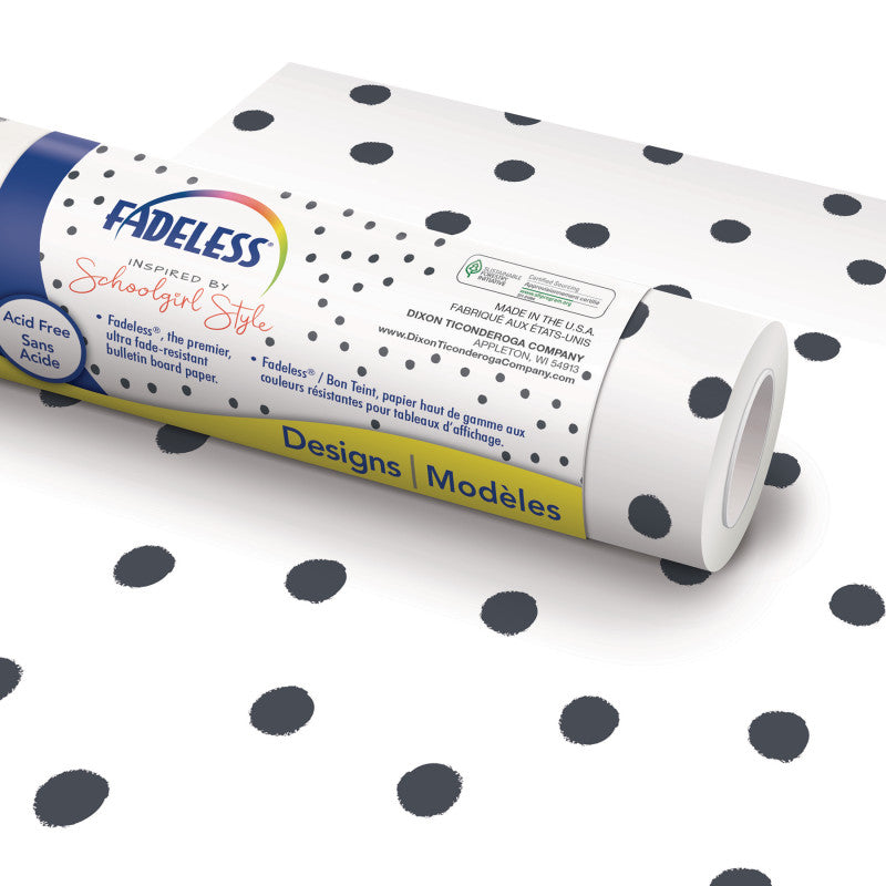 Schoolgirl Style&trade; Bulletin Board Paper, 48" x 50' Roll, BFF Painted Dots
