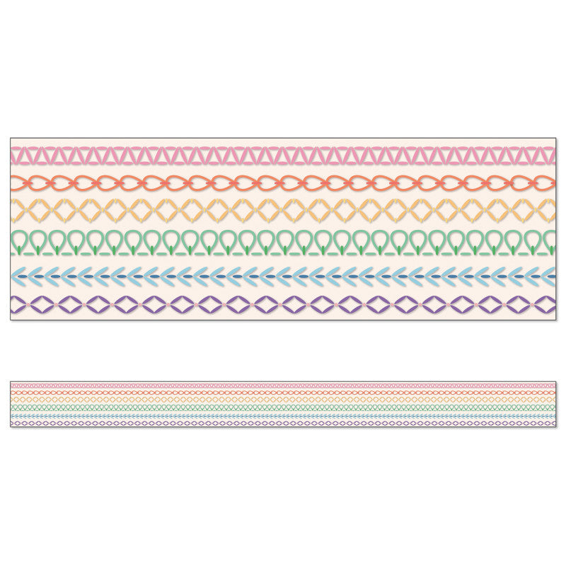 Crafty and Cool Rainbow Stitched Straight Bulletin Board Borders, 36 Feet