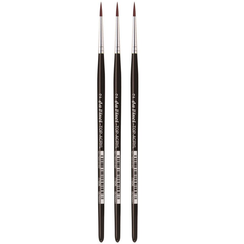 TOP-ACRYL Red-Brown Brush, Synthetic, Acrylic & Oil, Round, Series 7785K, Size 2, Pack of 3