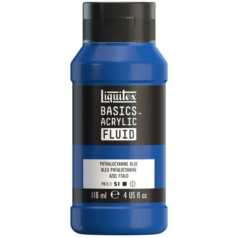 BASICS Acrylic Fluid, 118 mL Bottle, Phthalocyanine Blue