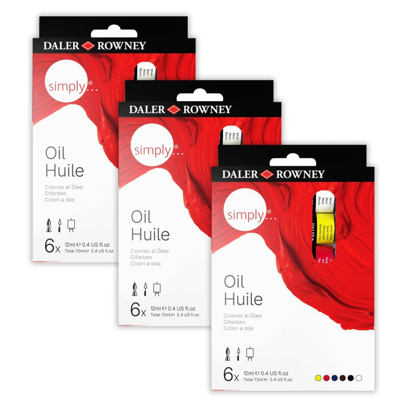 Simply... Oil Paint Set, Assorted Colors, 12ml, 6 Pieces Per Set, 3 Sets