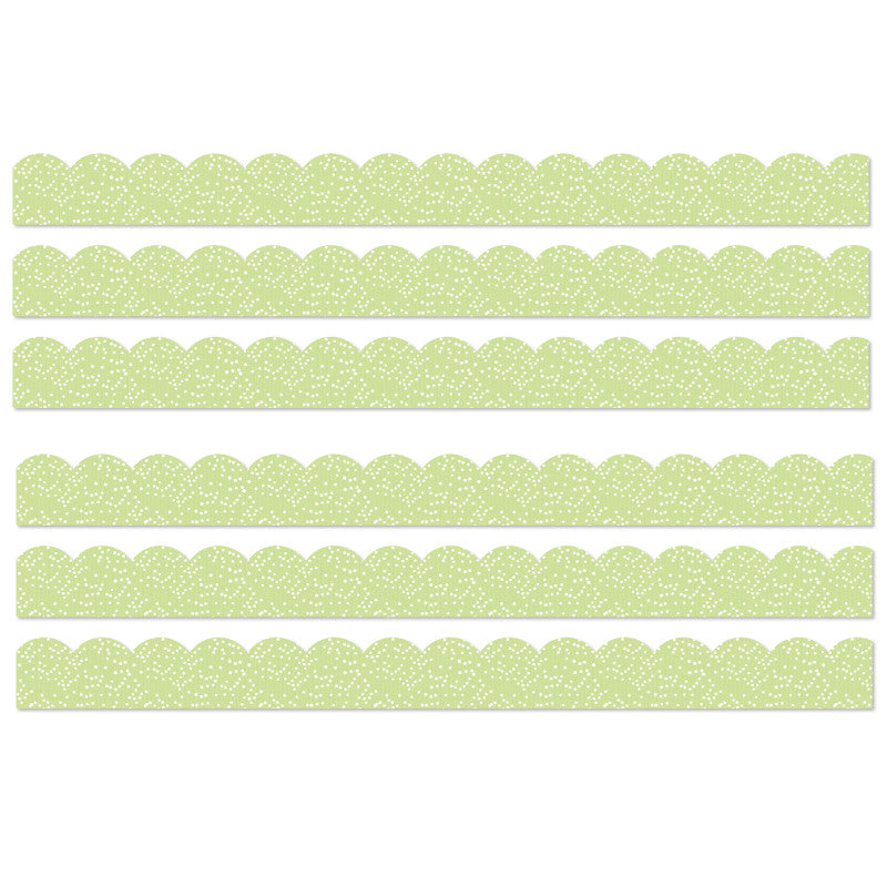 Crafty and Cool Light Green with Dots Scalloped Bulletin Board Borders, 39 Feet Per Pack, 6 Packs